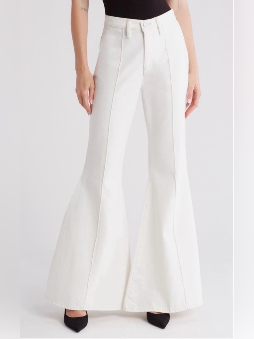 FRAME White High-Waist Flared Jeans